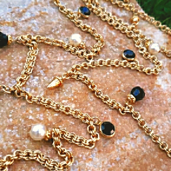 Vtg Swarovski Crystal Gold Charm Necklace Necklace - Picture 2 of 6